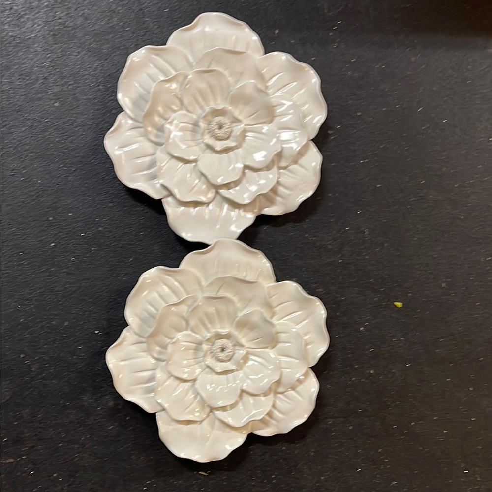 White Wall Hooks with Floral Design